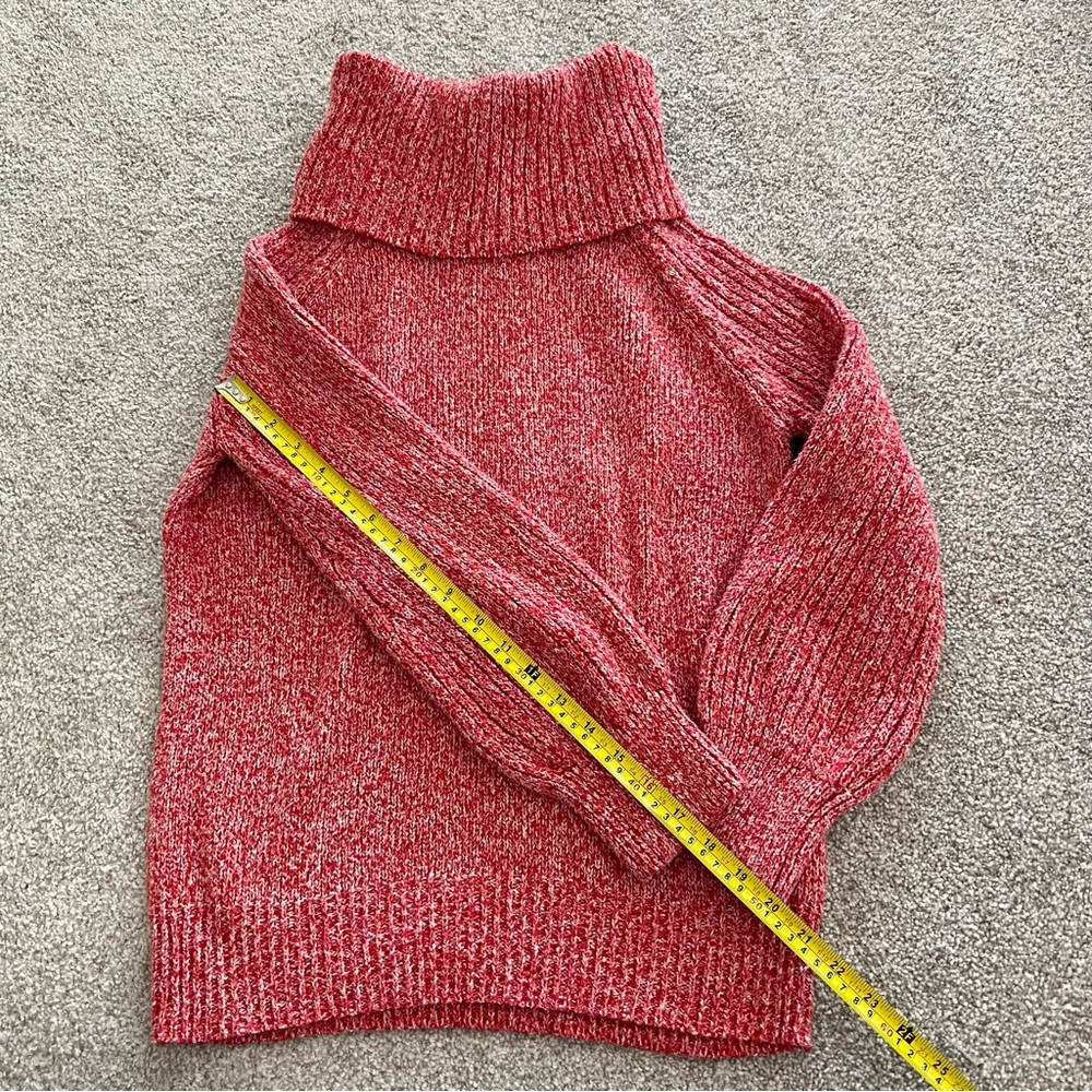 Nine West Red & White Intertwined Cowl Neck Knit Cozy Sweater size Small - Picture 8 of 9